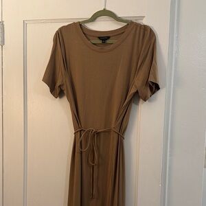 Banana Republic Camel Midi Dress with Tie Waist
